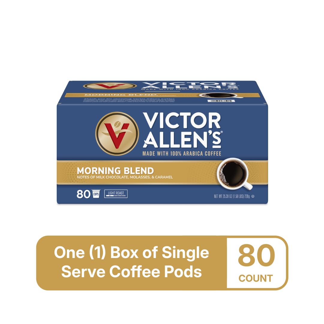 Victor Allen's Coffee Morning Blend, Light Roast, 80 Count, Single Serve Coffee Pods for Keurig K-Cup Brewers