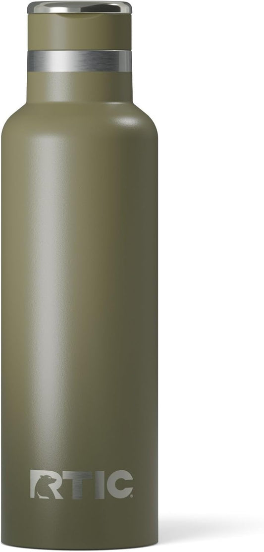 RTIC 20oz Journey Bottle Metal Stainless Steel Vacuum Insulated, BPA Free, Reusable, for Water, Hot and Cold Drinks, Travel, Sports, Camping, Olive