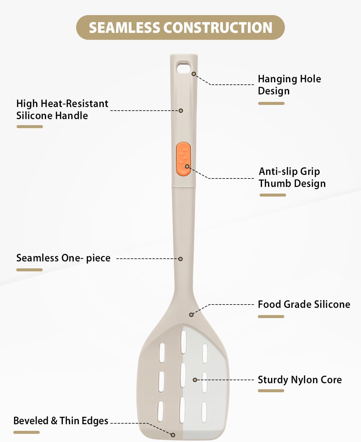 Silicone Spatulas and Spaghetti Spoons, 4 Pack Heat Resistant Full Silicone Cooking Utensils Set, Non Stick Large Kitchen Spatula Spoons for Cooking, Mixing, Serving, Draining