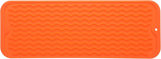 Silicone Dish Drying Mat for Multiple Usage,Easy clean,Eco-friendly,Heat-resistant Silicone Mat for Kitchen Counter,Sink,Bar,Bottle,or Cup Orange M 17 inches x 6 inches