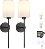 Battery Operated Wall Sconces Set of Two, Wireless Rechargeable Wall Light - Image 9