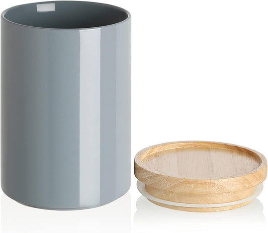 Sweejar Kitchen Canisters Ceramic Food Storage Jar, Stackable Containers with Airtight Seal Wooden Lid for Serving Coffee Bean, Flour, Tea, Cookies and More - 58 Fl Oz(Gray)