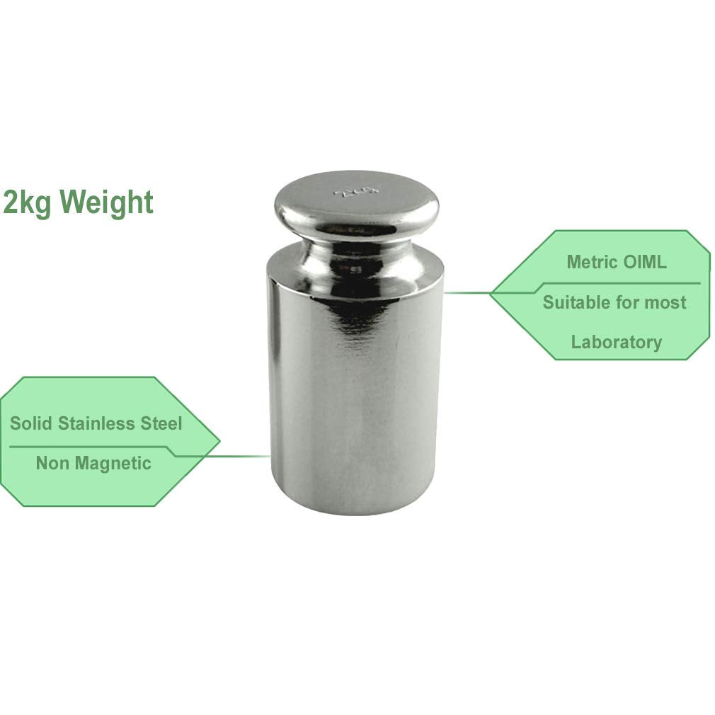 American Weigh Scales Calibration Weight for AWS Digital Scale, Carbon Steel, Solid Stainless Steel Chrome Finish, 2000G (2KGWGT)