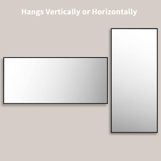 LOAAO 72"X32" Black Rectangle Bathroom Mirror Wall, Matte Black Aluminum Alloy - Image 4