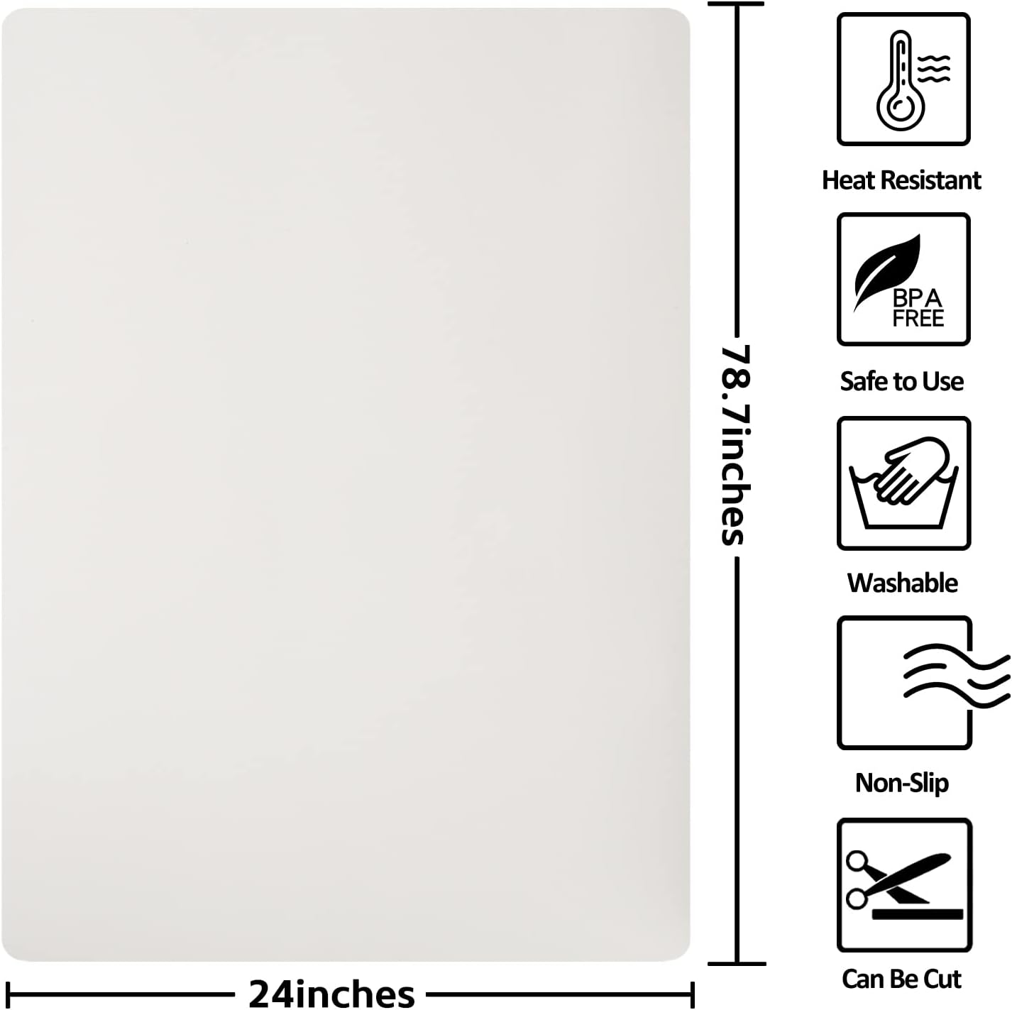 Silicone Mats for Kitchen Counter, Nonslip Silicone Mats for Crafts Countertop Protector Heat Resistant Mat (78.7” x 24” x 0.08”, Beige)