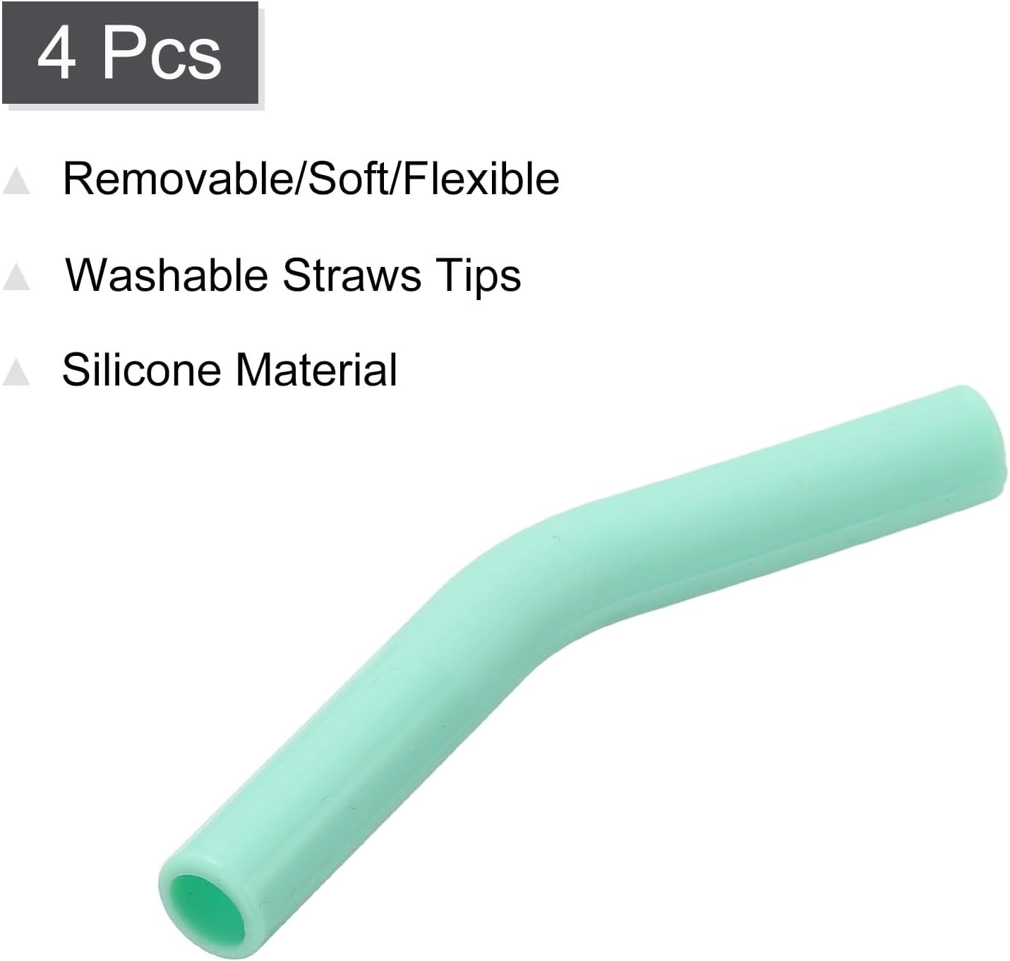 uxcell 4Pcs Silicone Straw Tips, Silicone Straw Elbows Tip, Soft Reusable Metal Straw Covers Fit for 8mm/0.31" OD Stainless Steel Straws, Mint Green
