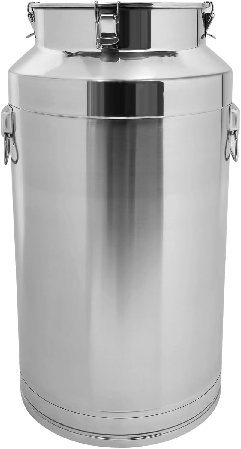 Stainless Steel Milk Bucket with Sealing Lid and Carry Handle,Thickened Stainless Steel Milk Can Large Liquid Container Storage Hold Solids Such as Rice, Beans, and Grains (88L/23.3Gal)
