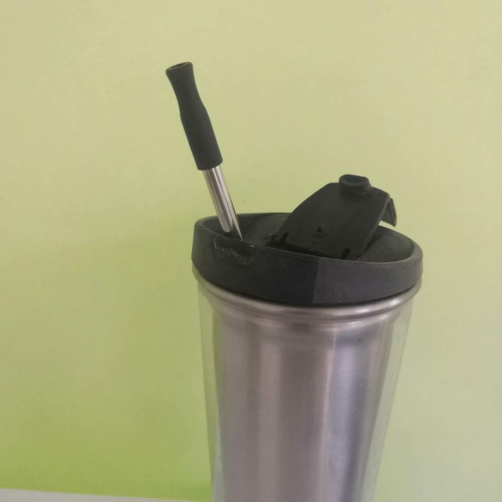 Accmor 22 Pcs Reusable Silicone Straws Tips, Black Clear Food Grade Straw Tip Covers Only Fit for 1/4 Inch Wide(6MM Out diameter) Stainless Steel Straws
