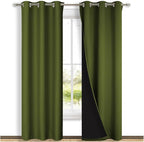 NICETOWN Olive Green Full Shade Curtain Panels, Olive Green, Pair of Thermal by NICETOWN