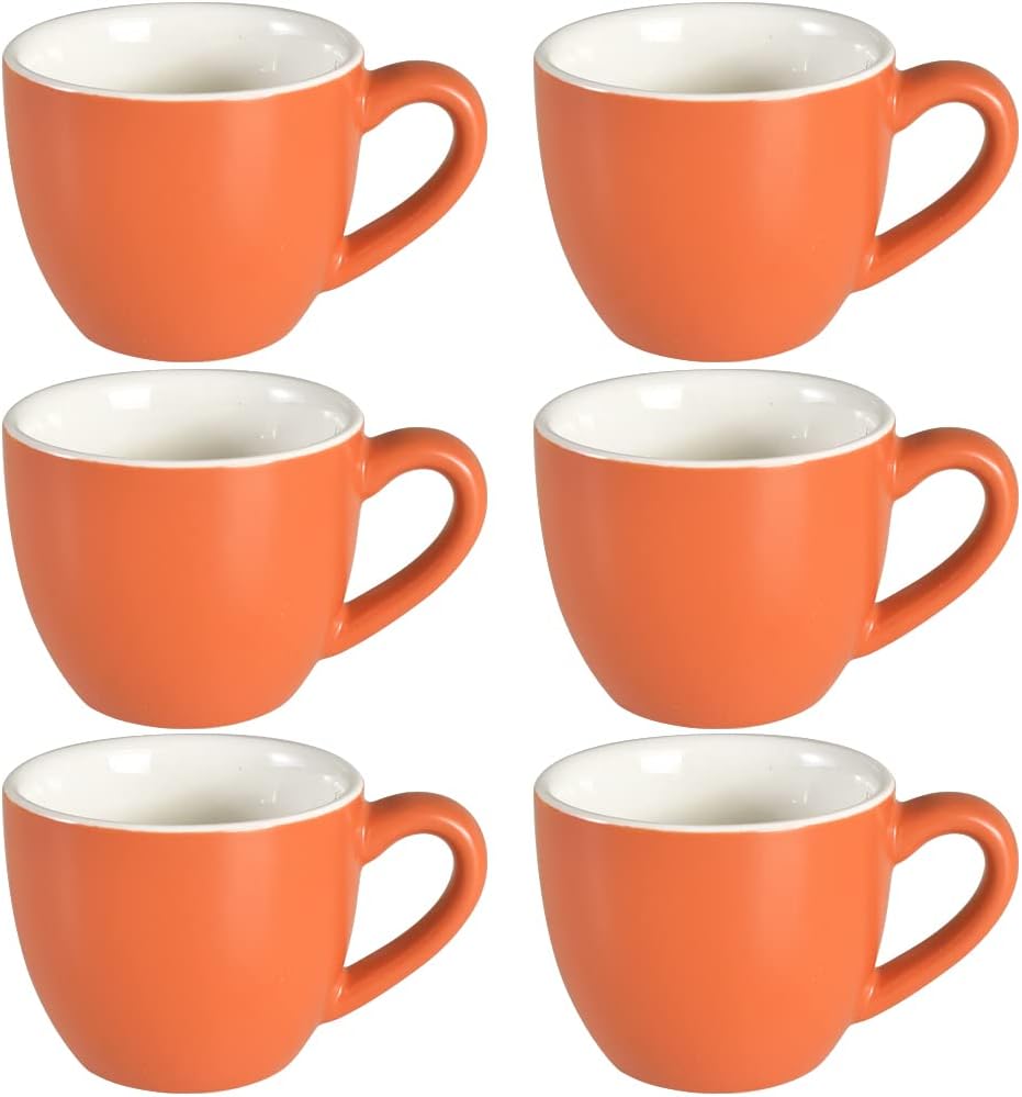 homEdge Mini Procelain Espresso Cup, 3 Ounces / 90 ml Tiny Coffee Mugs Demitasse for Espresso, Tea- Orange
