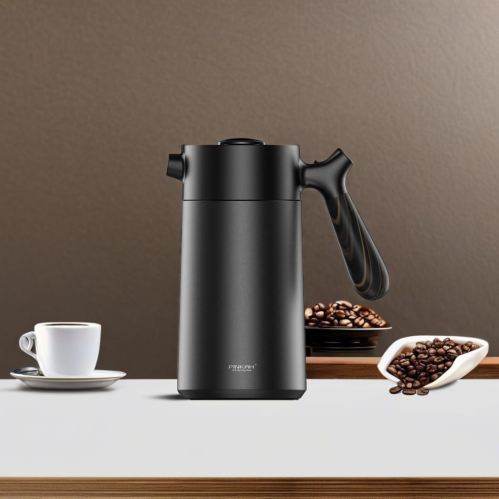 Stainless Steel French Press Coffee Maker, Double Walled Insulated Coffee & Tea Maker with Filter (Matte Black, 32 Ounce)