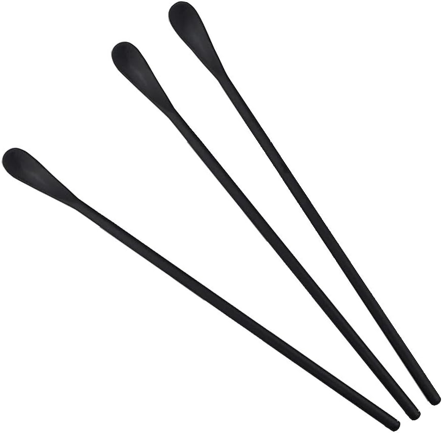 JASHII Black Matte Long Handle Spoon Cocktail Mixing Stirring Spoons Iced Tea Coffee Spoons with 8.6 inch Long Handle Brushed SUS304 Stainless Steel, 3-Piece