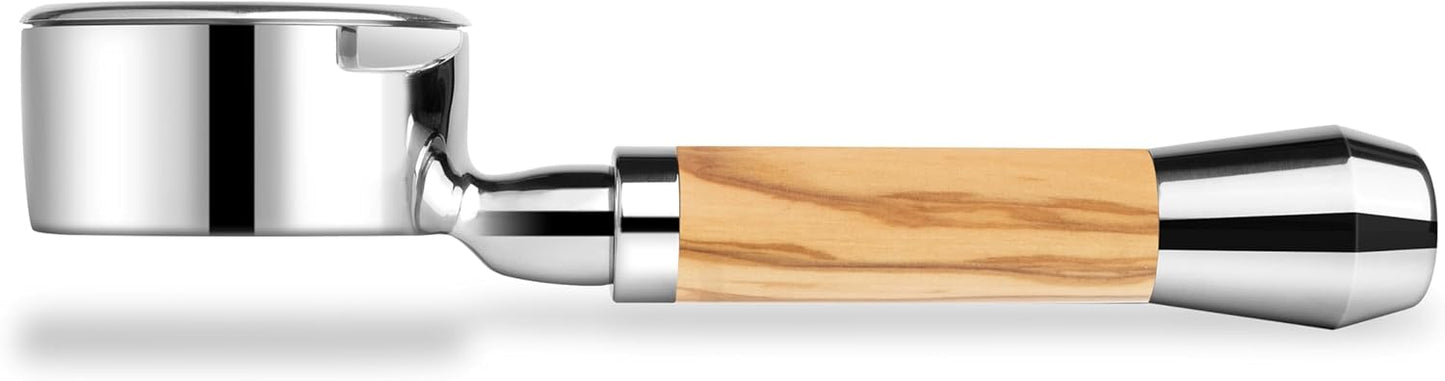 LILQ 58mm Bottomless Naked 2 Ears Portafilter Compatible with Gaggia Machines– Includes 18–20g Basket (Olive Fusion, 58mm For Gaggia)