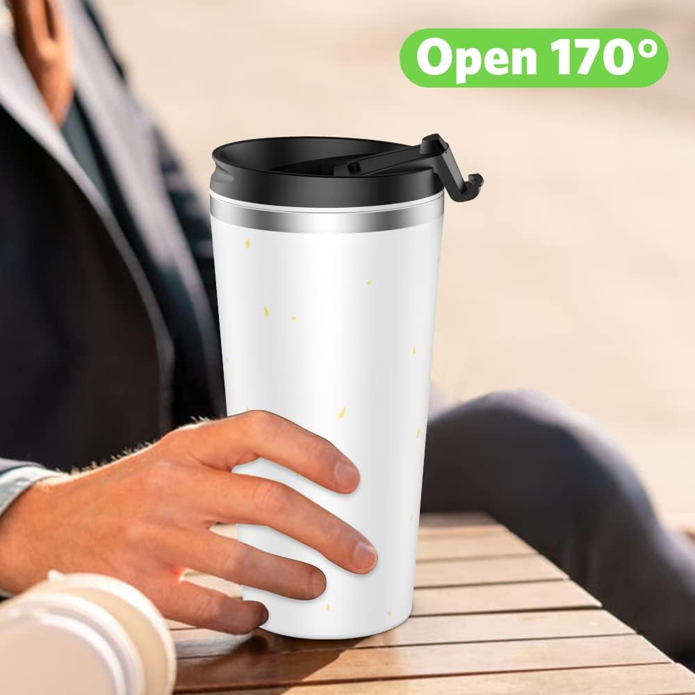 Insulated Coffee Mug with Ceramic Coating, 18oz Travel Mug with Leak-proof Lid, Vacuum Double-wall Tumbler, Stainless Steel Thermal Cup for Tea, Hot Cocoa, Cold Beverage, Ice Drinks