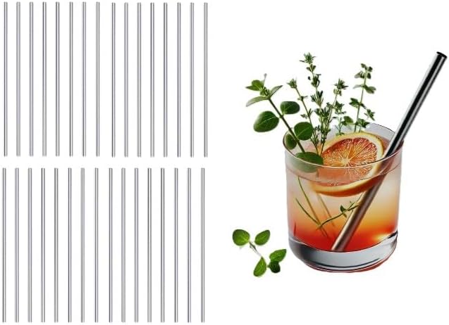 Stainless Steel Short Straws 5 1/2 Inches - 32 pcs - Reusable Drinking Straws - Good for Cocktail, Party, Juices, Ice Coffee