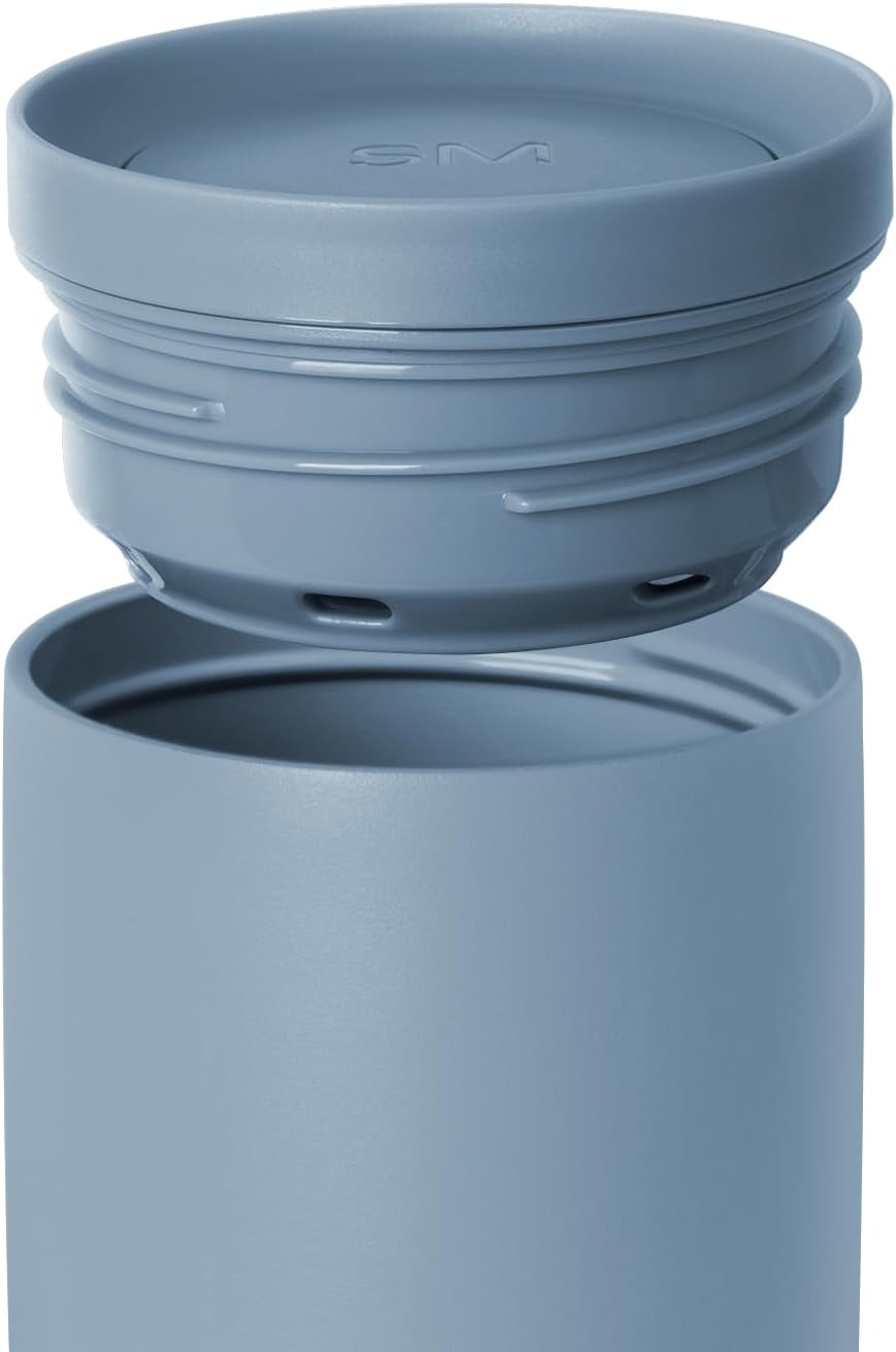 Simple Modern Travel Coffee Mug Tumbler with 360° Lid | Ceramic-Lined Insulated Stainless Steel Cold Brew Iced Coffee Cup Thermos | Gifts for Women Men Her Him | Voyager Signature | 12oz | Blue Dune