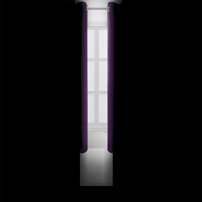 LEMOMO Blackout Curtains 66 x 54 Inch Long Purple Curtains Set of 2 Panels Room - Image 3