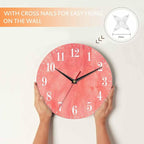 Mxocom Coral Red Wall Clock Magenta Pastel Artistic 10 Inch Silent Non Ticking - Image 4
