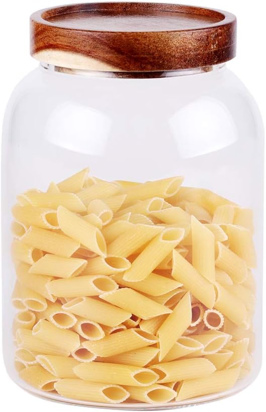 Glass Storage Jar, Food Storage Container/Canisters with Airtight Lid for Serving Tea, Coffee, Honey,.Spice, Perfect as a Cereal Dispenser (6.3 inch high)