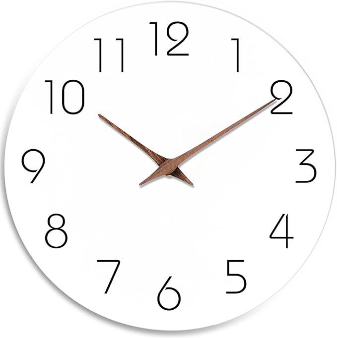 Mosewa Wall Clock 10 Inch Silent Non Ticking Battery Operated White Modern by MOSEWAWALLCLOCK