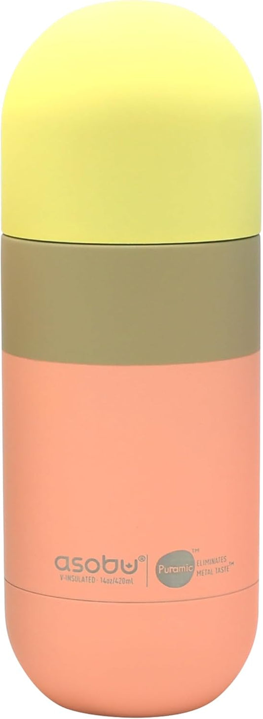 Asobu Orb Stainless Steel Double Wall Insulated Travel Water Bottle 14 Ounce (Pastel Peach)