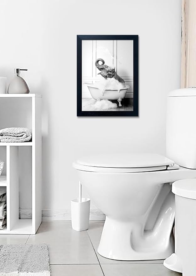 Framed Bathroom Decor Wall Art Elephant in Bathtub Pictures Wall Decor Funny - Image 7