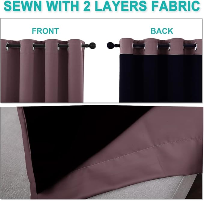 NICETOWN Full Shading Curtains for Windows, Super Heavy-Duty Black Lined - Image 5