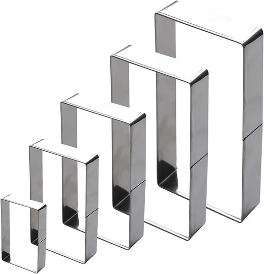 5Pcs Rectangle Cookie Cutter Set, Stainless Steel Biscuit Baking Molds Fondant Cake Cookie Cutter Rectangle Shaped Cutter