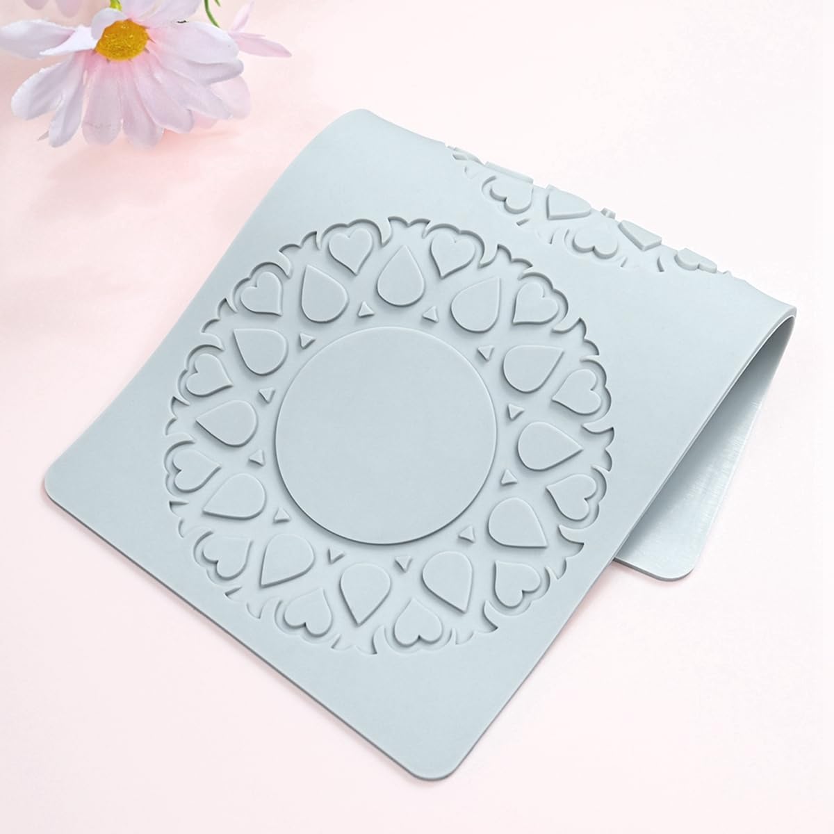 TUKE Hollow Tulip Flower Shape Sugar Craft Silicone Pad French Dessert Lace Mat Fondant Cake Mold Cupcake Decorating Silicone Mould (E_ Tulip Flower)