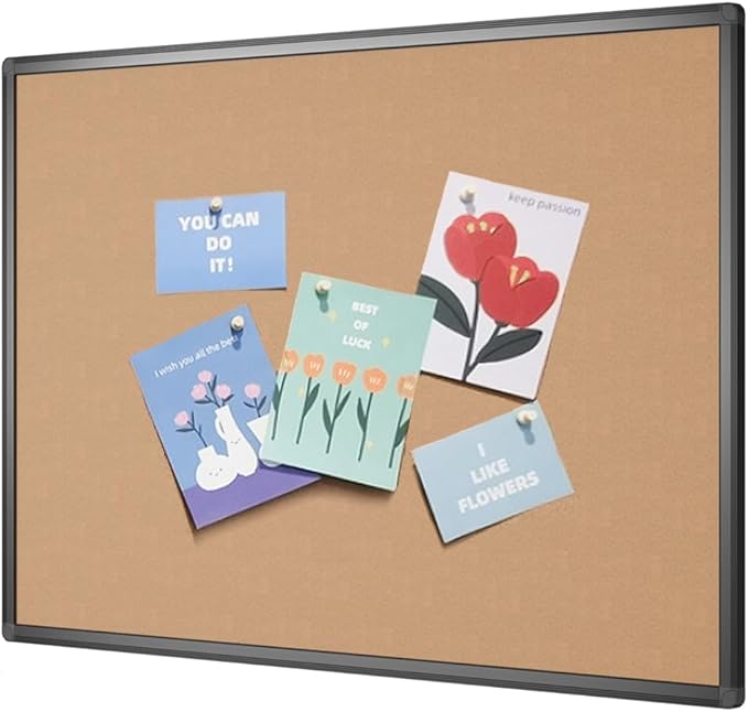 VIZ-PRO Cork Notice Board, 36 X 24 Inches, Cork Bulletin Board by VIZ-PRO