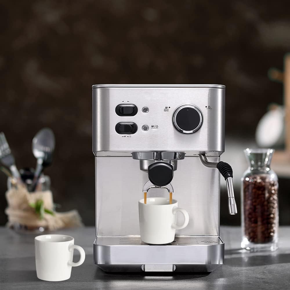 homEdge Mini Procelain Espresso Cup, 4 Ounces / 120 ml Tiny Ceramic Coffee Mugs Demitasse for Espresso, Tea- Set of 6, White