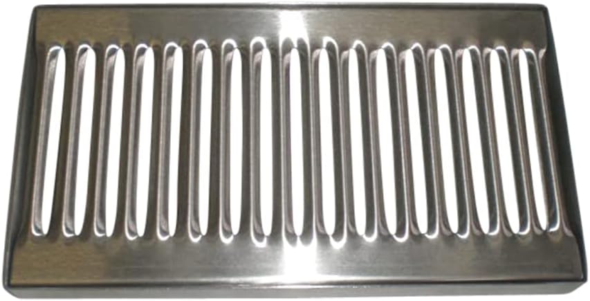 Quality Industries Stainless Steel Drip Tray 6″ x 16″ – Heavy Duty Bar Drain Tray for Kegerator, Coffee Station, Kitchen Sink Organizer – Brushed Metal Spill Catcher for Home or Commercial Use