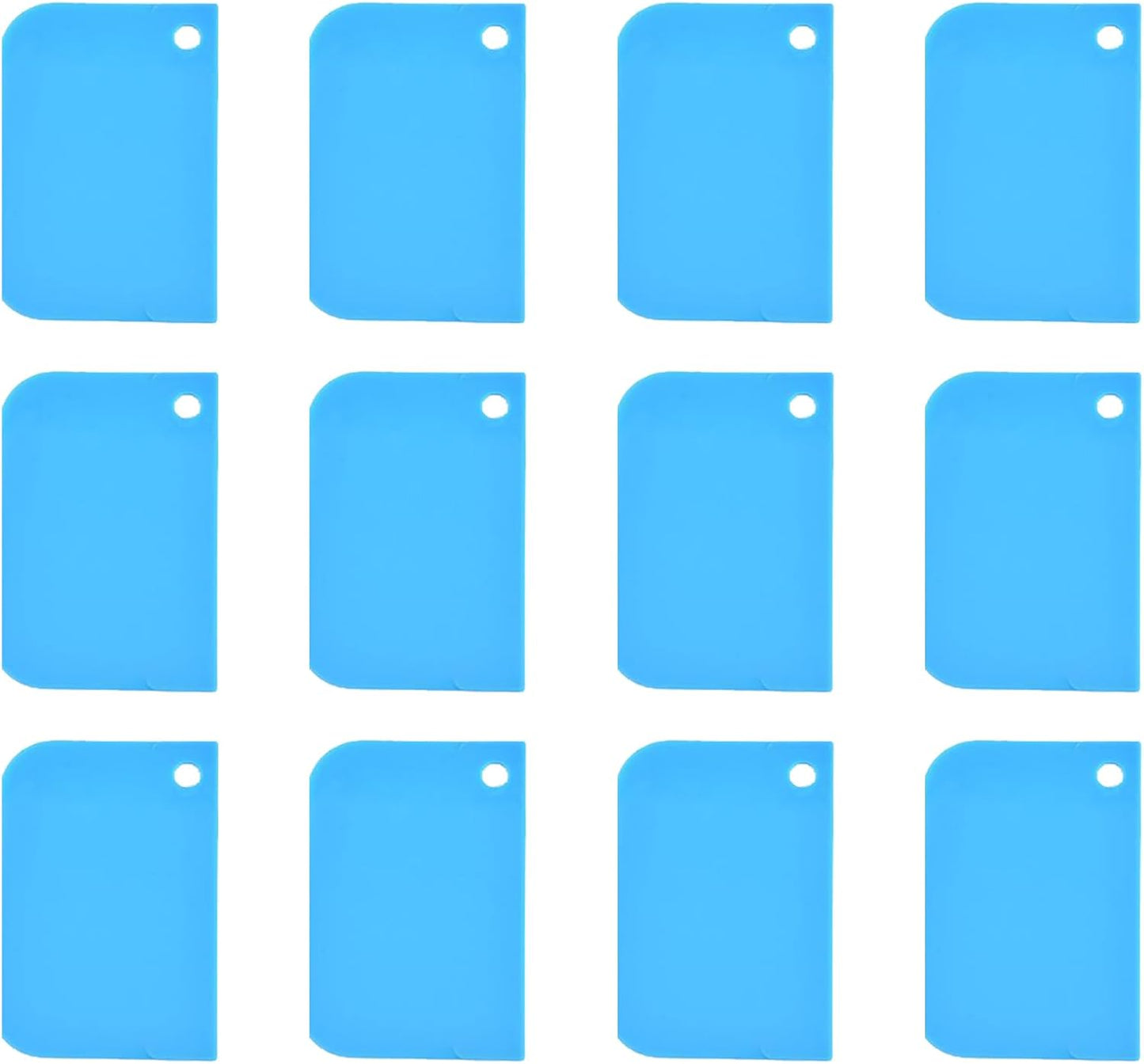 Plastic Scraper Tool Set,Bread Dough Scraper Dough Cutter,Flexible Plastic Bench Scraper For Baking,12 Pcs Cake Scraper Smoother(Blue).