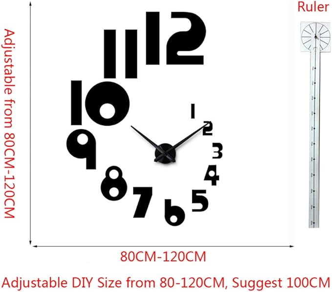DIY 3D Wall Clock Large Frameless Watch Mirror Surface Wall Art Clock - Image 2