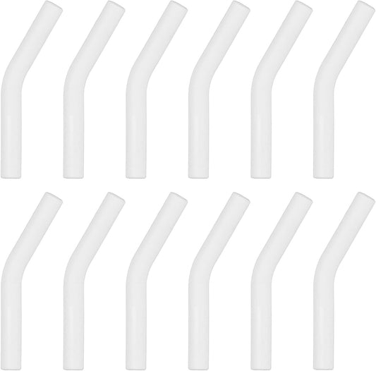 uxcell 12Pcs Silicone Straw Tips, Silicone Straw Elbows Tip, Soft Reusable Metal Straw Covers Fit for 8mm/0.31" OD Stainless Steel Straws, White