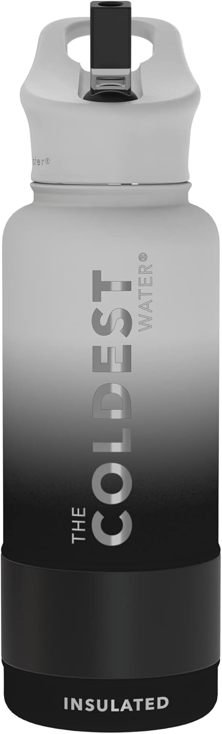 Coldest Insulated Water Bottle with Straw Lid - Stainless Steel Metal Insulated Bottle for Men & Women (Hyperspace White, 32 oz)