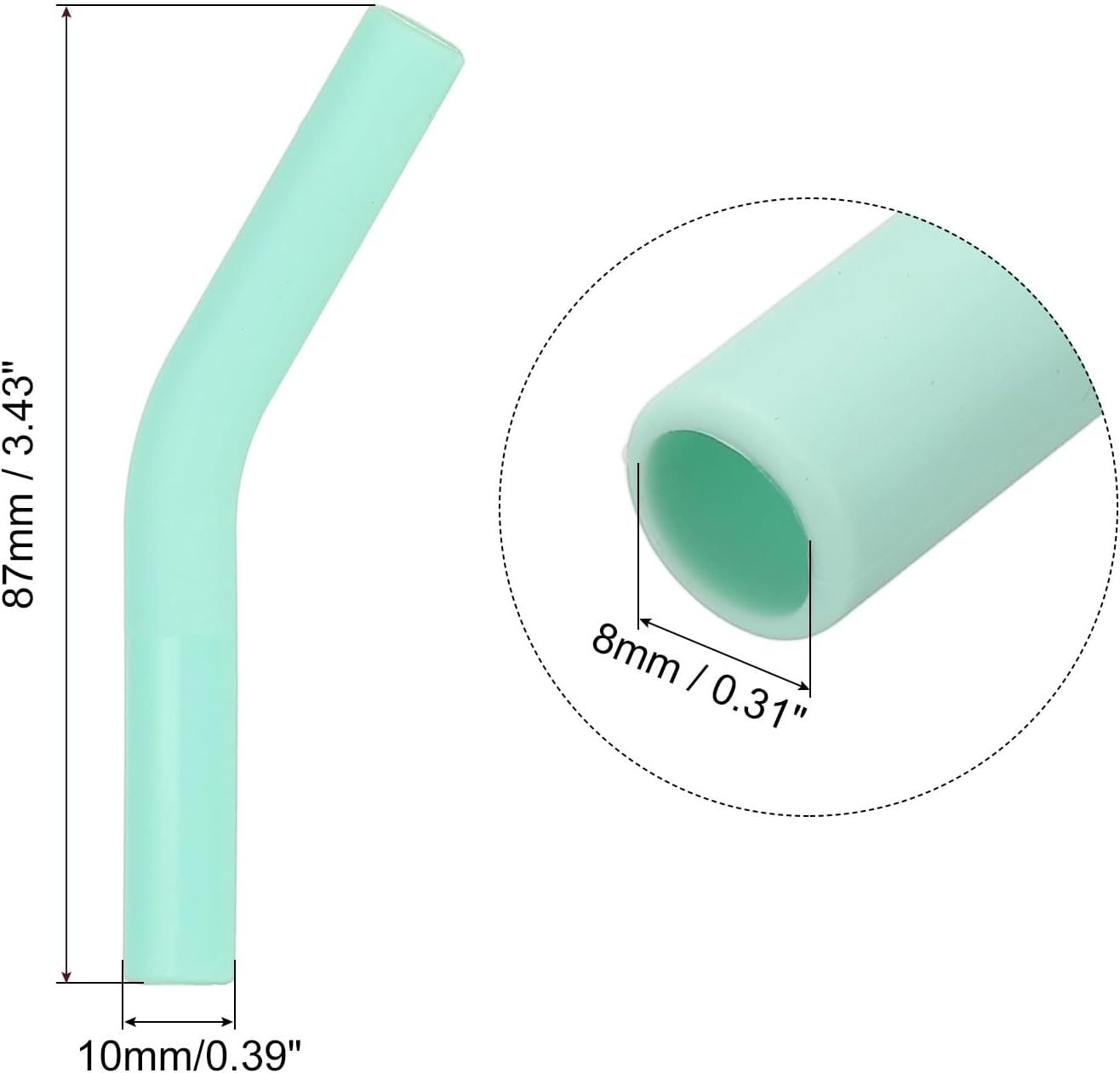 uxcell 4Pcs Silicone Straw Tips, Silicone Straw Elbows Tip, Soft Reusable Metal Straw Covers Fit for 8mm/0.31" OD Stainless Steel Straws, Mint Green