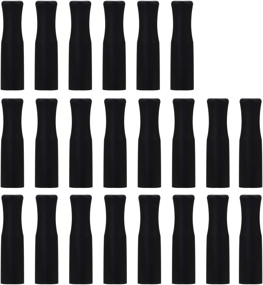 Accmor 22Pcs Reusable Straws Tips, Food Grade Silicone Black Straw Tip Covers Only Fit for 1/4 Inch Wide (6MM Out diameter) Stainless Steel Straws