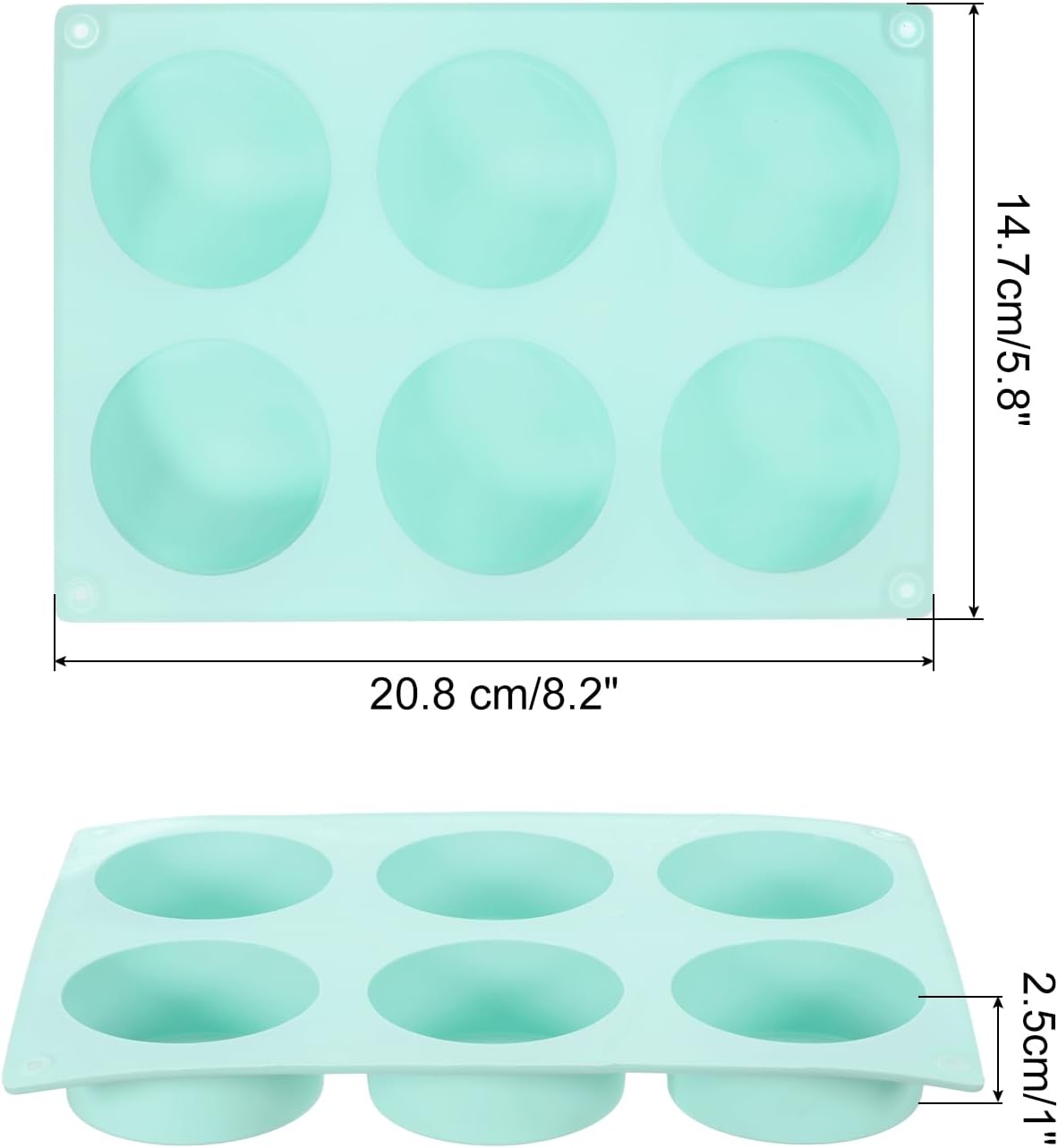 uxcell 4pcs Silicone Muffins Pan, 6 Cup Silicone Cupcake Pan Nonstick Baking Tray for Muffins, Cupcakes, Dishwasher Safe, Green