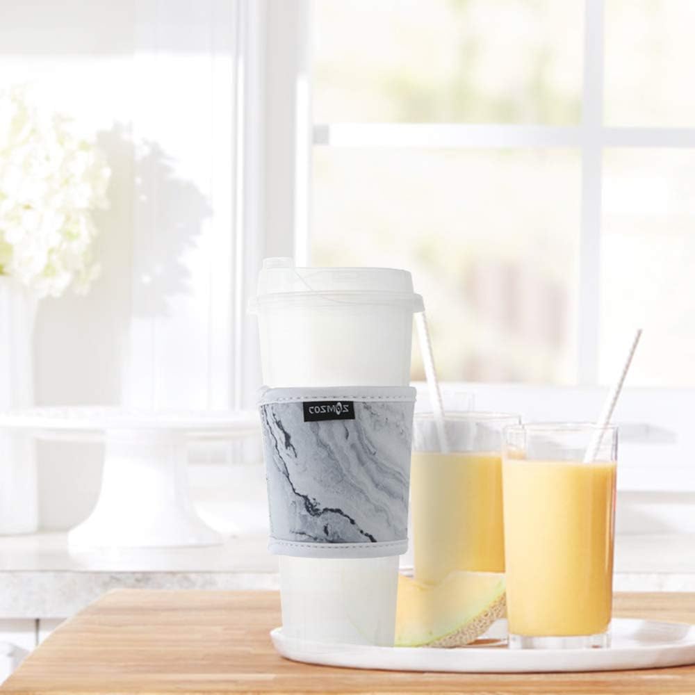 CM Reusable Coffee Mug Sleeve Cover Coffee Cup Sleeve Cover Heat Resistant Neoprene Insulator Sleeve for Coffee Tea Hot Cold Beverage (Marble Patterns (4 Pcs))