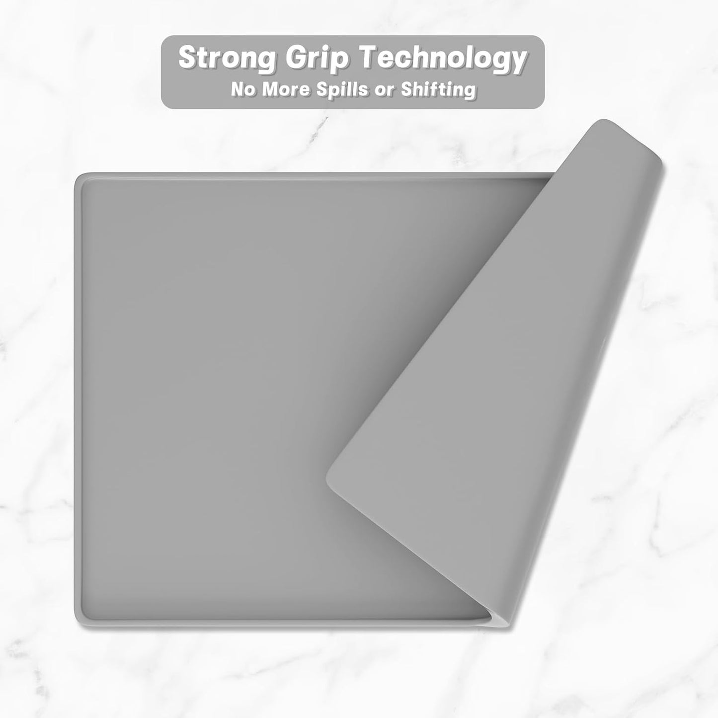 Rnivvi Silicone Coffee Mat, 12" x 19" Waterproof Raised Edge Coffee Bar Mats for Espresso Machine Station Accessories, Heat Resistant Dish Drying Pad for Kitchen Counter, Rubber Bar Decor Pad, Gray