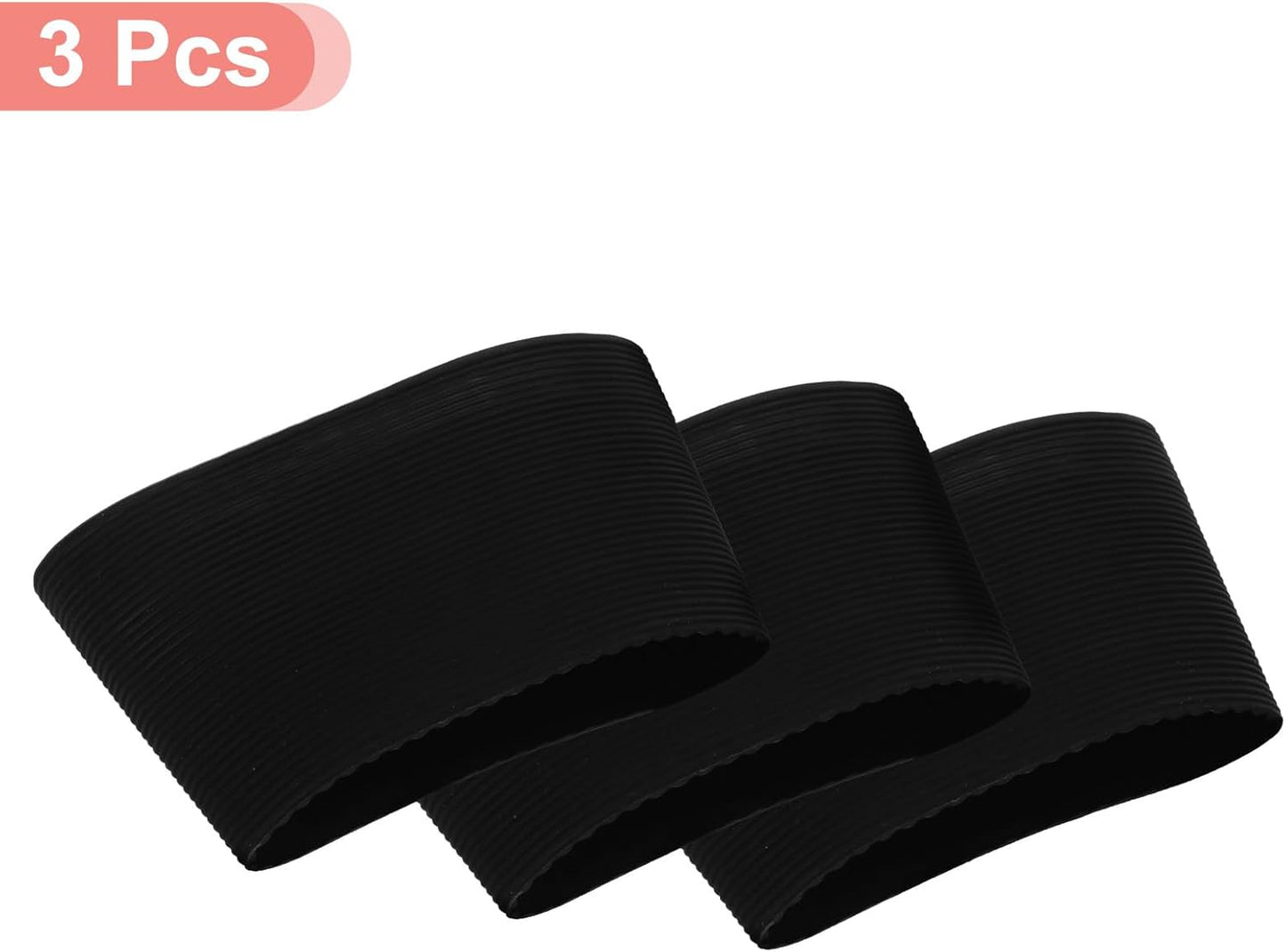 uxcell 3Pcs Coffee Cup Sleeve, Silicone Cup Sleeve Non-slip Glass Water Bottle Mug Sleeves Black