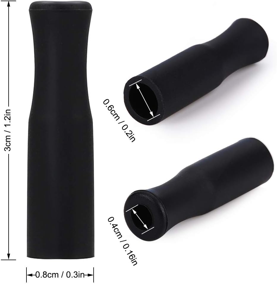 Accmor 22Pcs Reusable Straws Tips, Food Grade Silicone Black Straw Tip Covers Only Fit for 1/4 Inch Wide (6MM Out diameter) Stainless Steel Straws