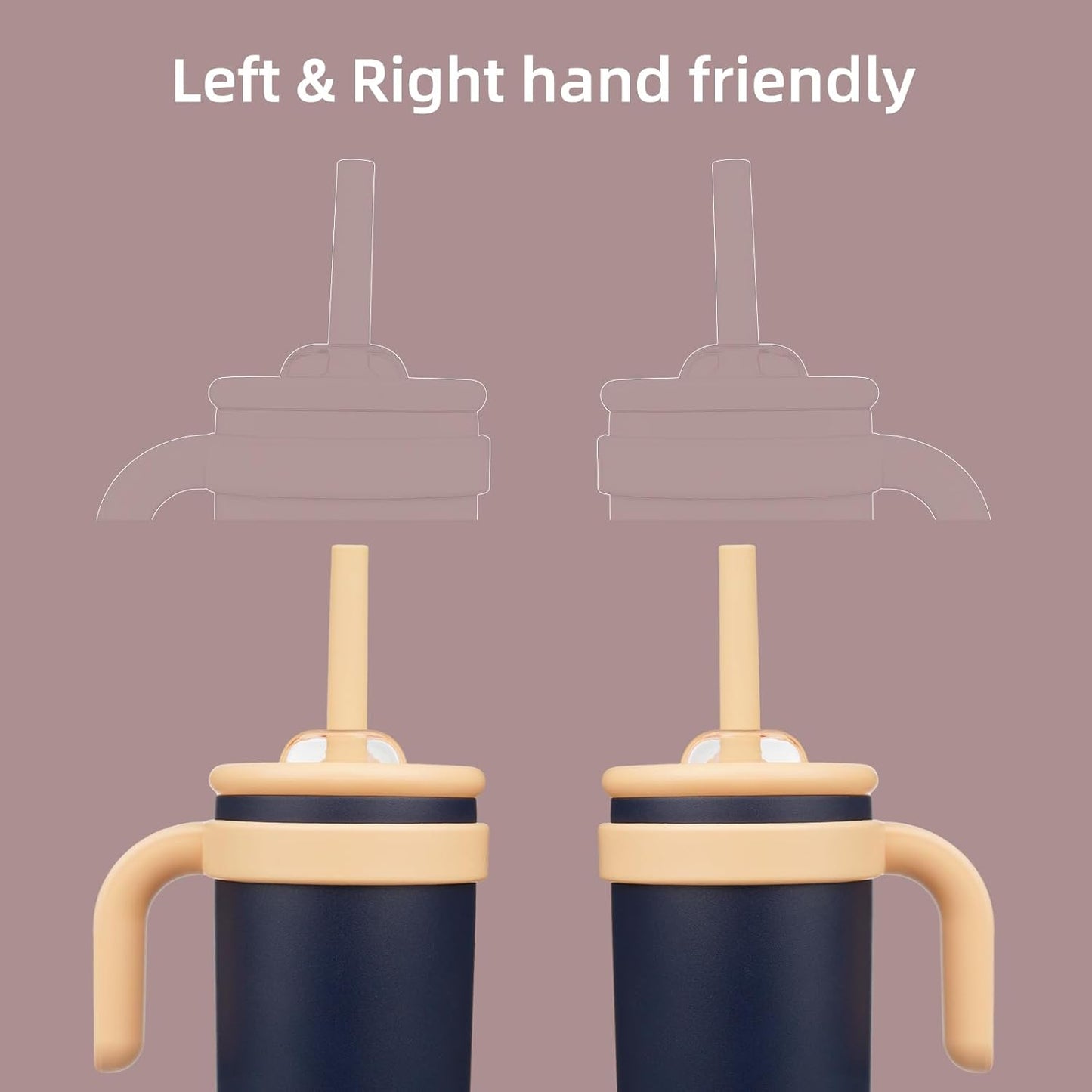 18 oz Tumbler with Side Handle, Insulated Water Bottle with Straw and 2 in 1 Lid, Stainless Steel Cup Travel Coffee Mug for Sports Office Gym,Navy Blue