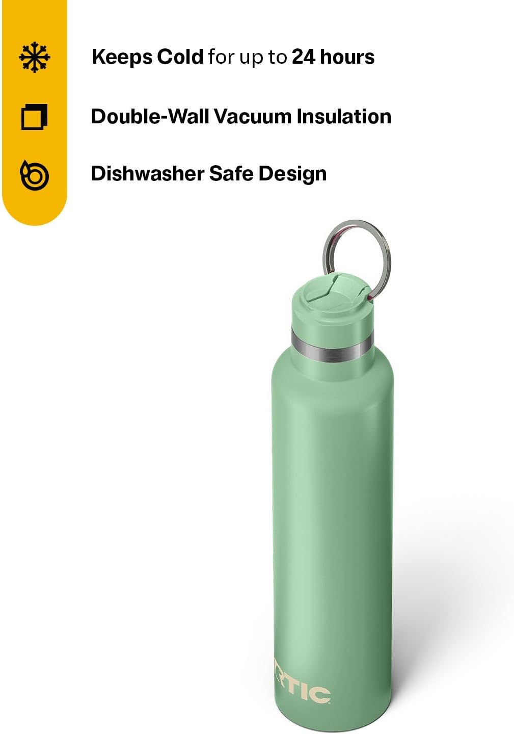 RTIC 26oz Journey Bottle Metal Stainless Steel Vacuum Insulated, BPA Free, Reusable, for Water, Hot and Cold Drinks, Travel, Sports, Camping, Sage