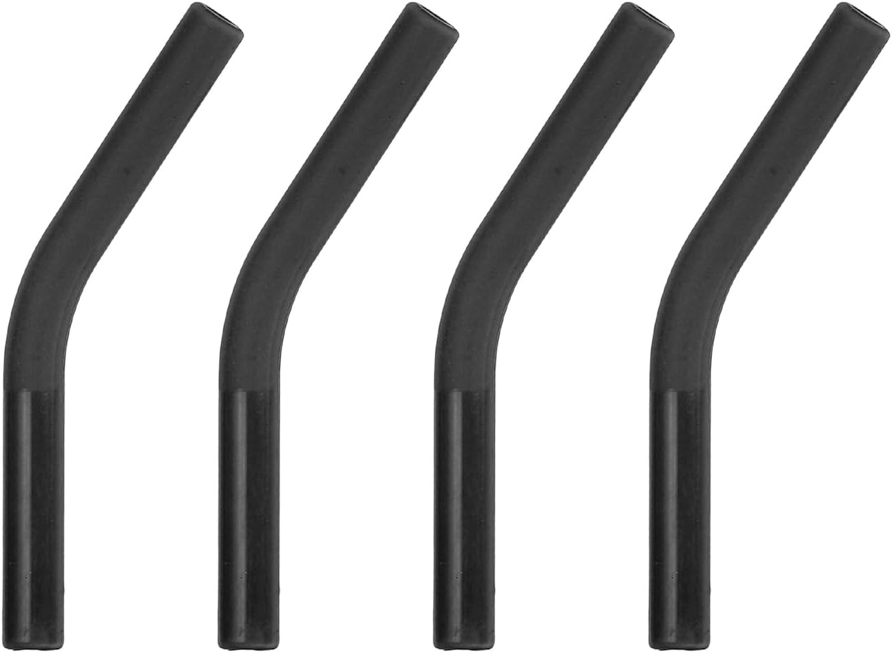 uxcell 4Pcs Silicone Straw Tips, Silicone Straw Elbows Tip, Soft Reusable Metal Straw Covers Fit for 6mm/0.24" OD Stainless Steel Straws, Black
