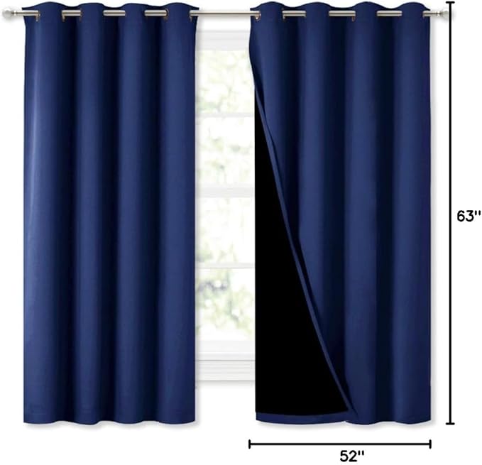 NICETOWN 100% Blackout Curtain Panels, Thermal Insulated Black Liner Curtains - Image 9