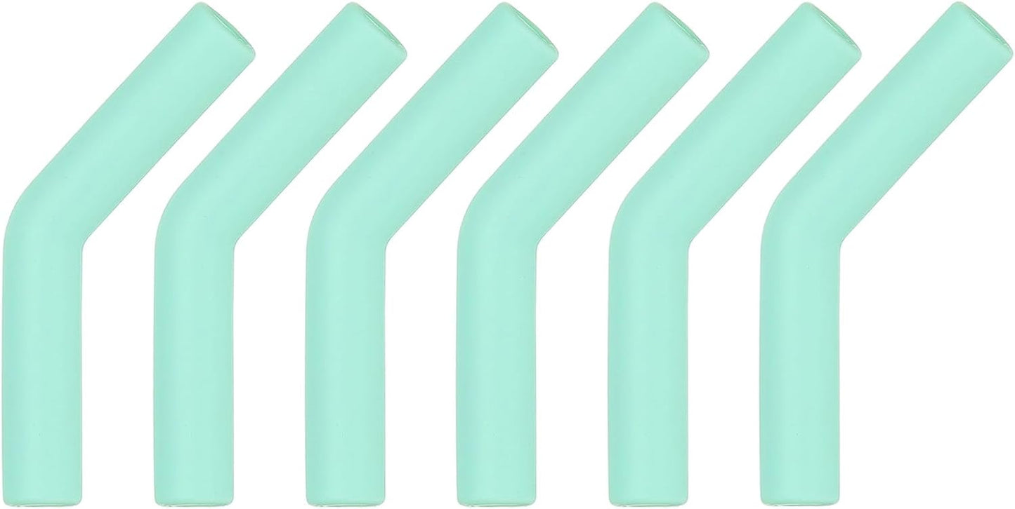 uxcell 6Pcs Silicone Straw Tips, Silicone Straw Elbows Tip, Soft Reusable Metal Straw Covers Fit for 10mm/0.39" OD Stainless Steel Straws, Mint Green