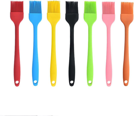 Silicone brush， BBQ/Pastry Basting Brushes,Silicone Cooking Grill Barbecue Baking Pastry Oil/Honey/Sauce Brush (7 PCS,Multicolor)