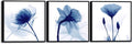 Wieco Art Framed Wall Art Blue Abstract Flowers 3 Panels Canvas Prints Home Art by WiecoArt